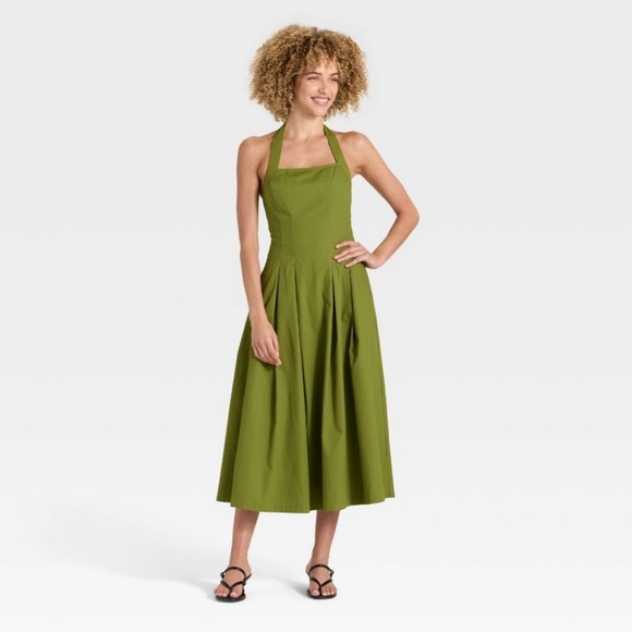 a new day Dresses & Skirts - NWT a new day Women's Halter Dress- Olive Size M